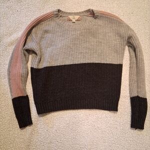 Pink Rose Women's Gray and Black Colorblock Sweater